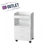 Aux white wooden cart: Equipped with three drawers and central space to house instrumentation - OUTLET