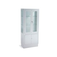 White painted steel cabinet with lockable glass doors