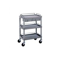OK Farma2 trolley with three shelves and two drawers: protection rails and safety wheels