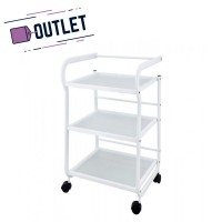 Help white metal cart: Equipped with three large translucent glass shelves - OUTLET