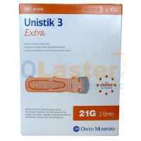 Pack of 100 Unistick 21G Lancets for DiaSpect TM Hemoglobin Analyzer: Single-use and retractable