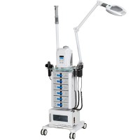 Multifunctional beauty tower: Equipped with trolley + Steamer + Magnifying lamp + Towel heater