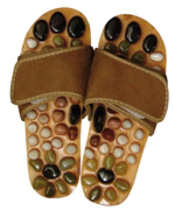 Massage shoes with natural stones