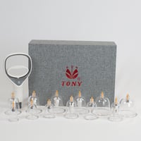 TONY (Left Bald) 12-Unit Vacuum Cupping Set for Cupping Therapy