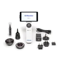 Digital diagnostic camera: RCS-100 Riester with interchangeable lenses acts as an otoscope, dermatoscope, general lens and endoscopy adapter