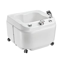 Hydromassage bathtub for feet: With adjustable water jet, LED lighting and wheels for movement
