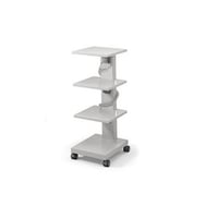 Mobile cart with four shelves and three power outlets: white enamel