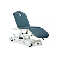 Hydraulic examination stretcher: three bodies, chair type, with roll holder, face cap and retractable wheels