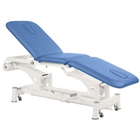 Ecopostural hydraulic stretcher: three sections, with white connecting rod structure and steel legs (62 x 198 cm)