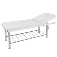 Ilim beauty table: Fixed chrome-plated structure with two bodies, manual backrest inclination and facial hole