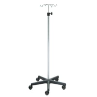 Kinefis serum support in chromed steel with PVC base and four chromed steel hangers