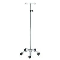 Kinefis stainless steel IV stand with aluminum base and two stainless steel hangers