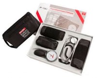 Kit: Metallic anaeroid sphygmomanometer + aluminum stethoscope, a bell + 3 cuffs (child, adult and obese) P-130