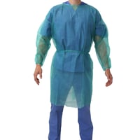 Disposable polypropylene gowns 20 grams: PPE Category I, back closure with ribbons and elastic cuffs (10 units)