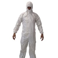 Disposable coverall with CE 2163 Certificate: With elastic cuffs, hood and ankles and front closure with covered zipper
