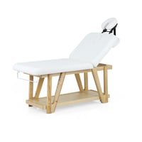Weelko SERR Fixed Wooden Treatment Table for Spa and Beauty (2 Sections) with Lower Shelf and High Comfort Padding