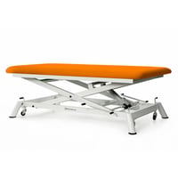 Bobath hydraulic stretcher: one body, scissor type, with straight rise without lateral displacement and with retractable wheels