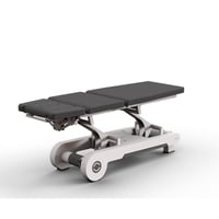 Naggura N Run5S EVO high-end electric stretcher: three sections, two motors, short headrest, side button to adjust Trendelenburg and lumbar flexion positions, and heating
