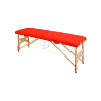 Ecopostural adjustable folding stretcher: two sections, with natural wood structure and facial hole (50 x 182 cm)