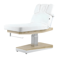 LYR SPA treatment table with 3 motors, heating, and natural wood base