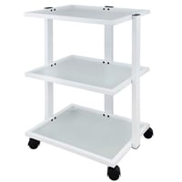 White metal multifunctional trolley for physiotherapy, podiatry and aesthetics: Equipped with three translucent glass shelves