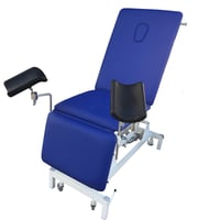 Set of two Goepel gynecology leg supports: In stainless steel, with ball joint, fixed coupling on a bushing stretcher and handle