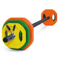 Complete strength training set 17.5kg: Bar + weight plates + clamps