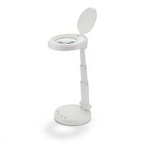 FLIP LED desktop lamp with 5x magnifying lens: for precision work in beauty, manicures or electronics