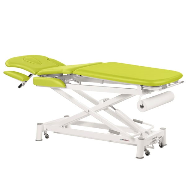 Multifunctional Ecopostural hydraulic stretcher: three bodies, with white scissor structure and facial hole (62 x 200 cm)