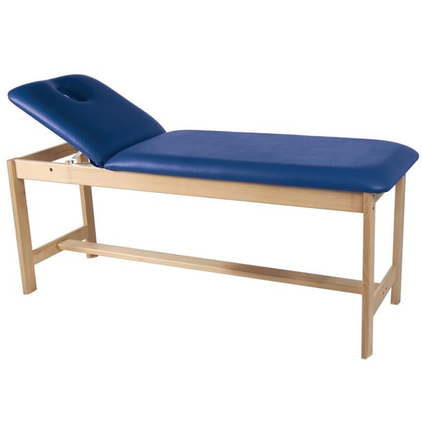 Fixed wooden stretcher of two bodies, elevation of the backrest by means of two zipper hinges
