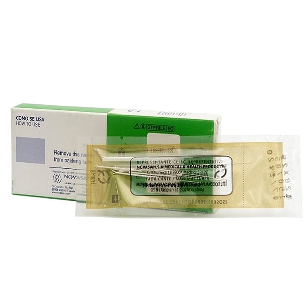 Acupuncture Needles - Silver Handle with Head with Guide 10 Needles + 1 Guide (Ener-qi) - Measure: 0.26 x 25 (32 # x 1)