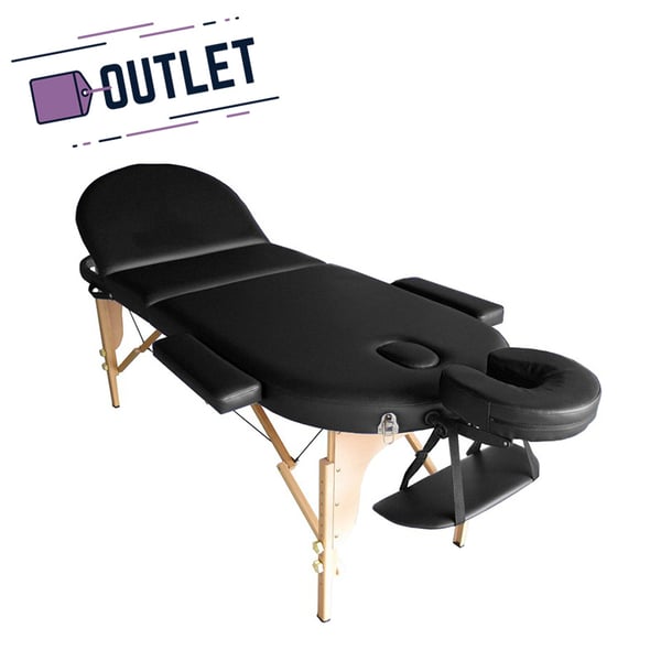 Kinefis Wood Pro folding wooden stretcher: three bodies, adjustable oval head, 195 x 70 cm (Black) - OUTLET