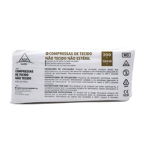 Non-sterile Non-woven Gauze: Open 20 x 20 cm, Folded 10 x 10cm (200 units)