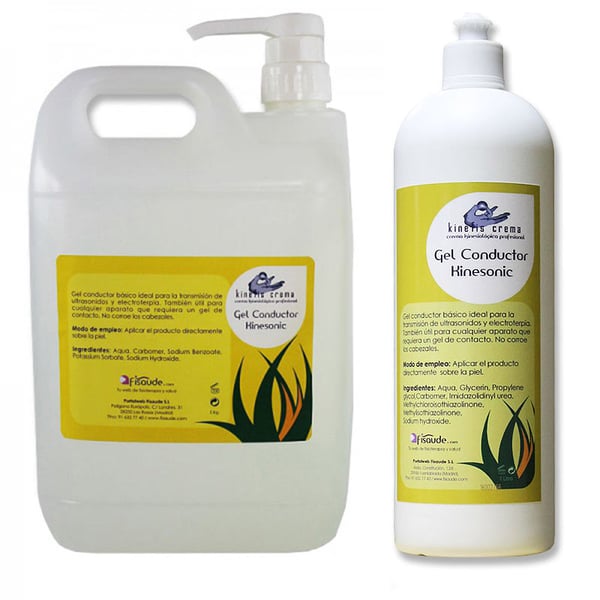 Conductive gel ideal for Kinesonic ultrasounds 5 Kg (bottle with dispenser) + 1 Kinesonic Conductive Gel 1 liter as a GIFT