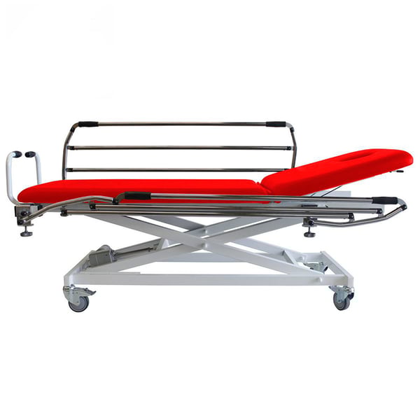 Kinefis Transfer two-body electric stretcher: with welded steel structure, facial hole, handrails and transport wheels