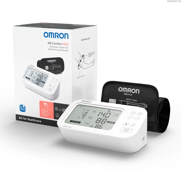 Omron M6 Comfort Automatic Upper Arm Blood Pressure Monitor: With Arrhythmia Detection, Dual Display, and More Accurate Results (HEM-7360-E)