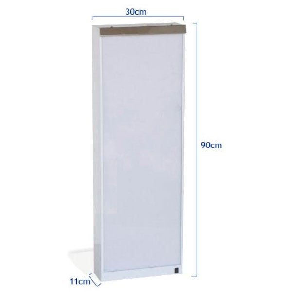 Negatoscope of wall column with direct ignition in stainless steel (2 measures)