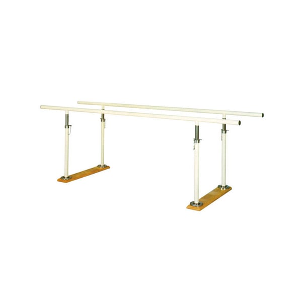 Parallel bars for walking exercises. 3.5 meters long. Foldable and height adjustable.