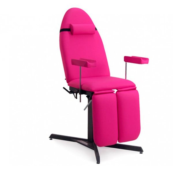 Fixed-height tattoo stretcher chair: three bodies, with adjustable extraction arms, independent leg supports and cervical cushion