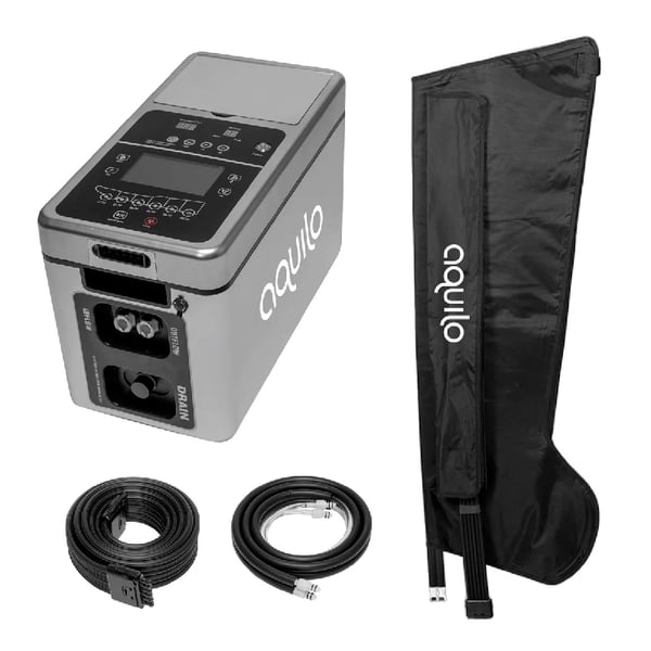 Aquilo Sports CCT1500 system with cryotherapy boots and pneumatic compression for muscle recovery