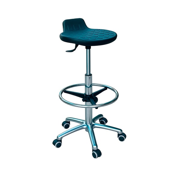 Kinefis Elite polyurethane stool: Backless, with footrest ring and high height of 59 - 84 cm