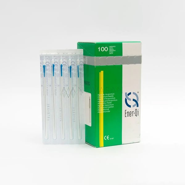 Silicone steel acupuncture needle with silver handle with head and guide 0.30 x 125 mm EnerQi (100 units)