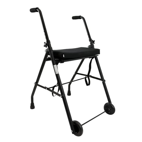 KMINA Adult Walker with 2 Wheels and Viscoelastic Seat, Black