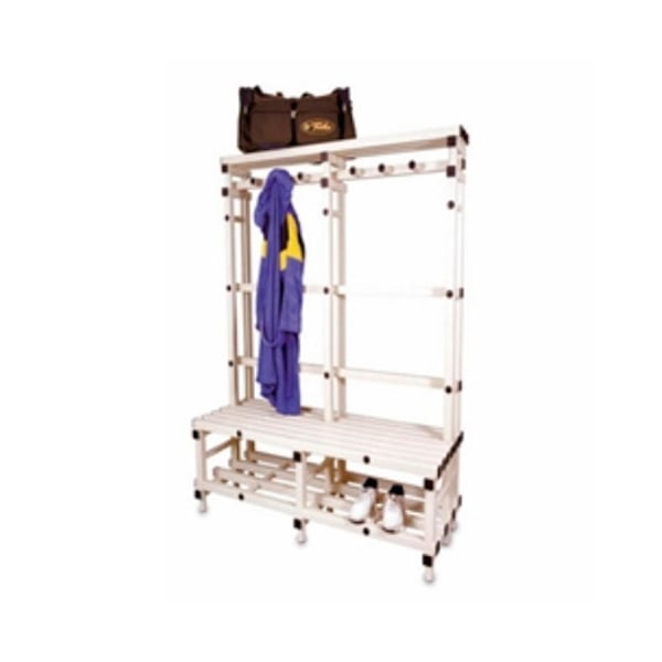 Modular bench with coat rack and two meter shelf