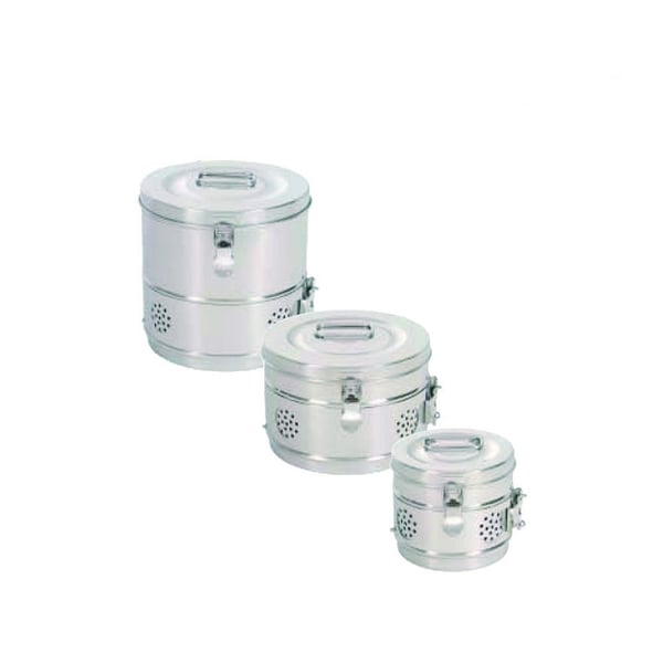 Cylinder with hinged closure: stainless steel (various sizes available)