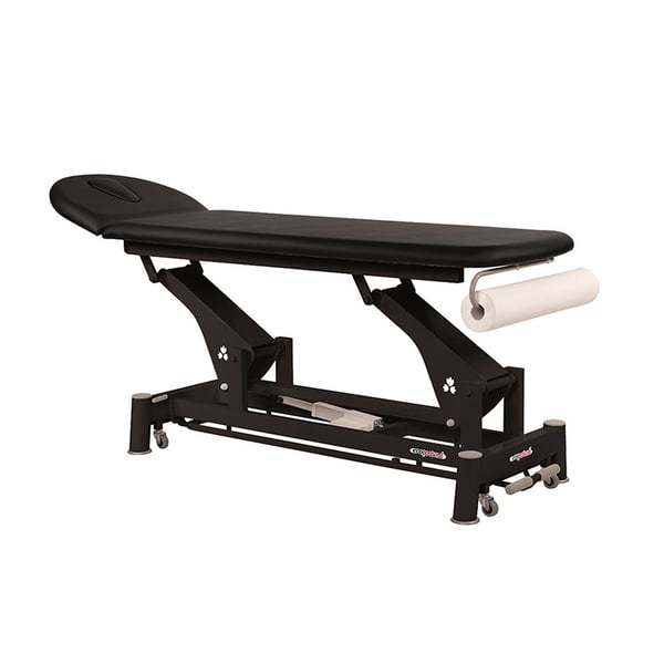 Ecopostural technical electric stretcher: two bodies with black connecting rod structure and T10 head (62 x 207 cm)