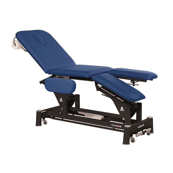 Electric stretcher, Ecopostural, ideal for specialties: three bodies, with folding arms, black connecting rod structure and T13 head (62 x 198 cm)