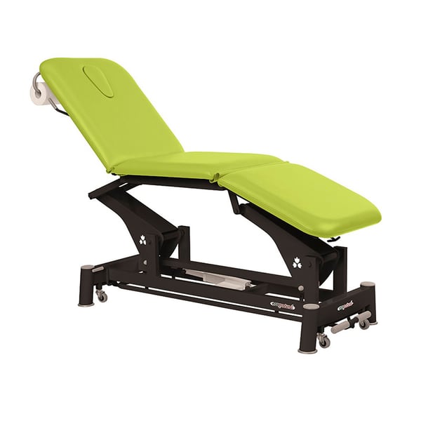 Ecopostural electric stretcher: three bodies with black connecting rod structure and T13 headrest, reclining in negative up to 10º (62 x 198 cm)