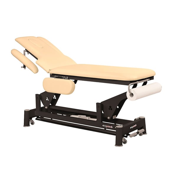 Ecopostural electric stretcher: two bodies with folding arms, black connecting rod structure and T16 head (62 x 188 cm)