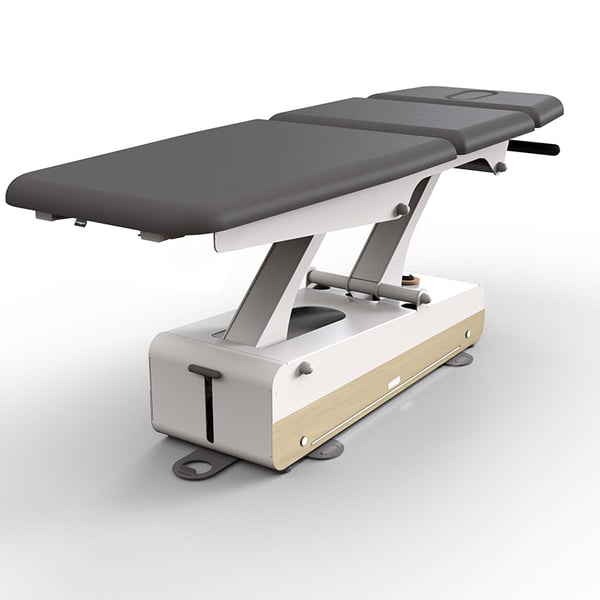 Swop 3 Pro Physio electric physiotherapy table: three sections with short headrest, motorized midsection, customizable, seamless upholstery, with double piston, a game-changing model